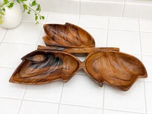 1960's Philcraft Monkey Pod Divided Wood Bowl